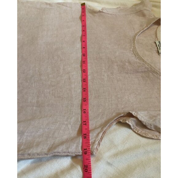 Terzo Millennio Top Womens Small 100% Linen Embroidered Hem Oversized Lagenlook - Picture 7 of 8